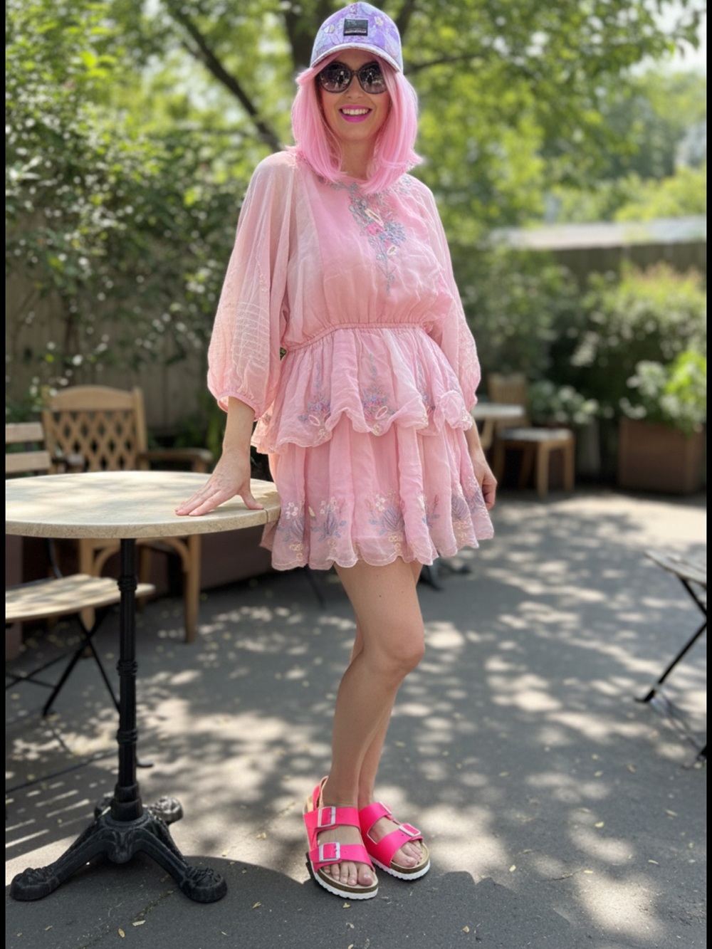 LoveShackFancy Pink Tiered Mini Dress - Picture 3 of 4